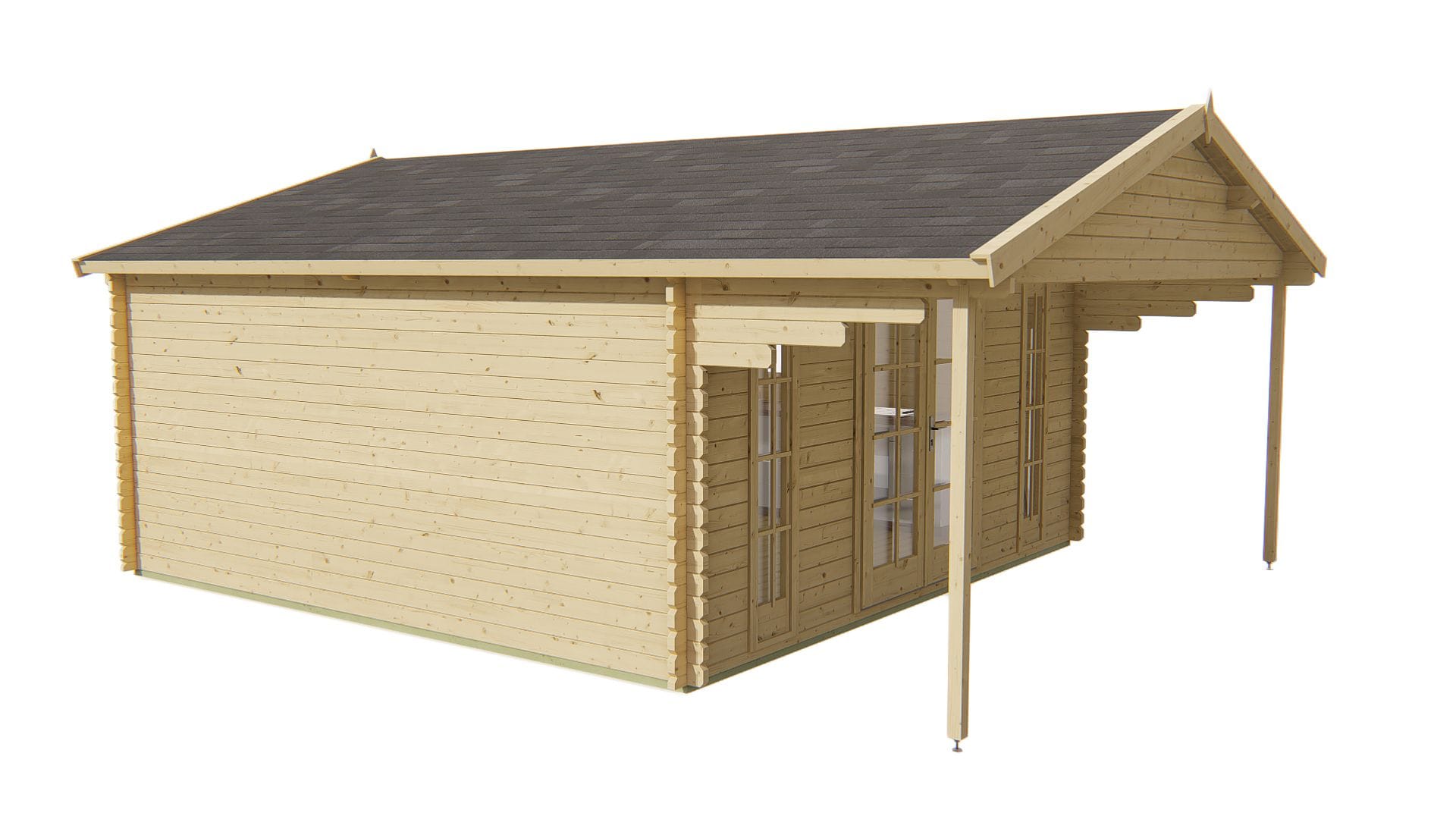 Blokhut - Tuinhuis Emiel | 44 mm | vuren onbehandeld Blokhut - Tuinhuis Emiel | 44 mm | vuren onbehandeld