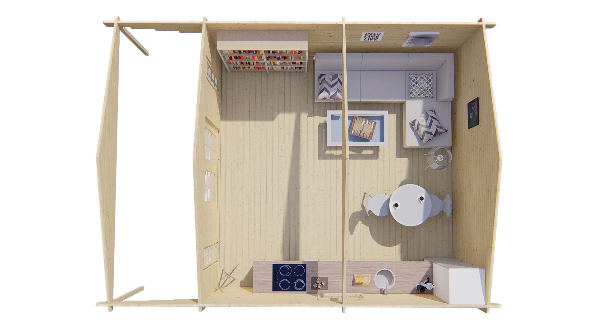 Blokhut - Tuinhuis Emiel | 44 mm | vuren onbehandeld Blokhut - Tuinhuis Emiel | 44 mm | vuren onbehandeld