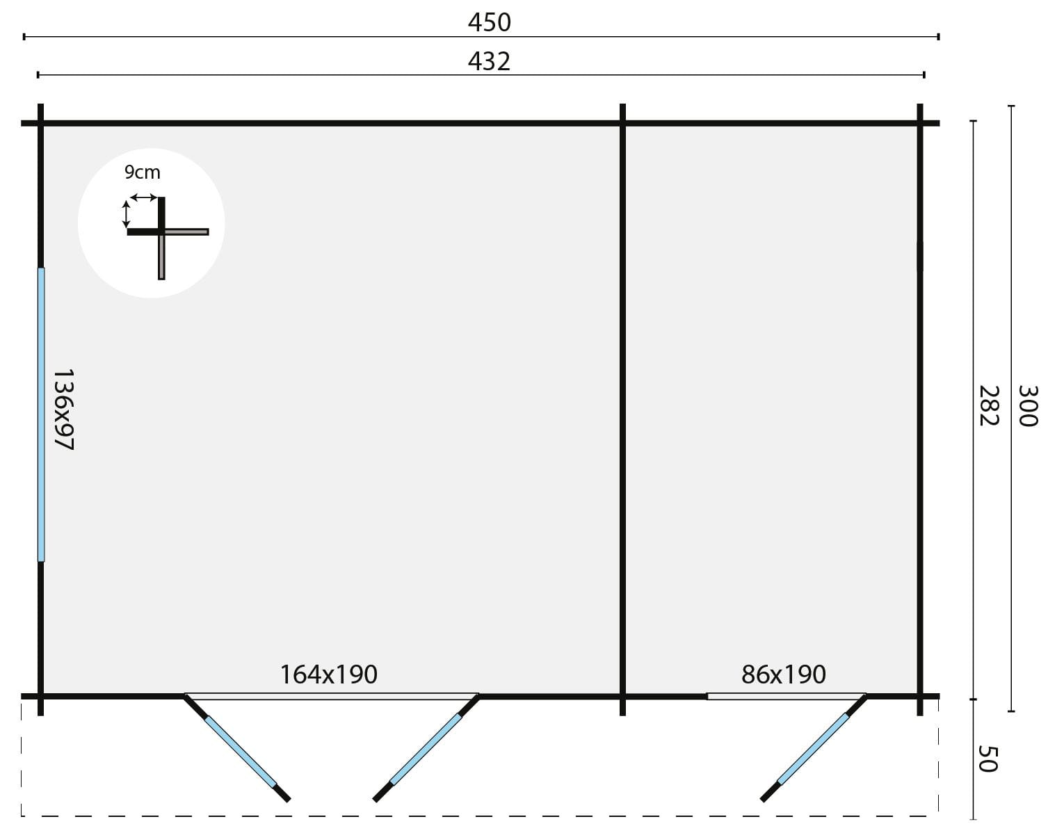 Blokhut - Tuinhuis Fraga | 34 mm | vuren onbehandeld Blokhut - Tuinhuis Fraga | 34 mm | vuren onbehandeld