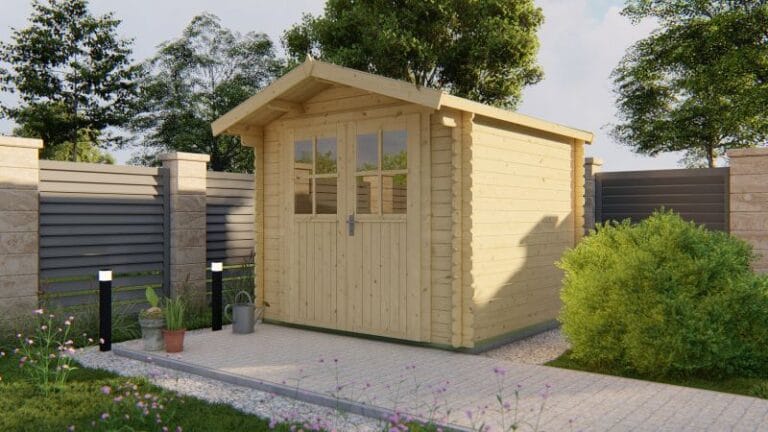 Deze charmante houten blokhut met zadeldak combineert praktische bergruimte met een stijlvolle uitstraling. Dankzij het compacte formaat van 260 x 260 cm is hij ideaal voor elke tuin. Het model is uitgevoerd in geschaafd, onbehandeld vurenhout en voorzien van een dubbele deur met enkel glas en cilinderslot. De natuurlijke look maakt het een tijdloze toevoeging aan je buitenruimte. De overkapping aan de voorkant biedt extra beschutting en sfeer, perfect voor een zitje of het stallen van fietsen of tuinspullen. Met een wanddikte van 28 mm en gedroogd hout is deze blokhut degelijk gebouwd en klaar om zelf verder af te werken naar eigen smaak. Afmetingen: Fundering: 240 x 240 cm Breedte x Lengte: 260 x 260 cm Nokhoogte: 234 cm Dakoppervlakte: 10 m² Vloeroppervlak binnen: 5,5 m² Inhoud: 11,5 m³ Inclusief: Cilinderslot en losse roedes Dakbedekking: Optioneel Vraag vrijblijvend een complete offerte aan en ontdek wat deze blokhut voor jouw tuin kan betekenen!