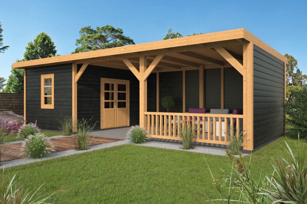 Plat dak Nijverdal Douglas 900 x 410 cm zwart geïmpregneerd