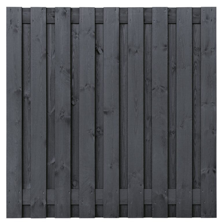 Tuinscherm vuren zwart gespoten, 19-planks (17 + 2) Koblenz 180 x 180 cm