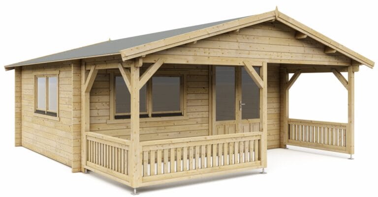 Blokhut 5x4+2 Interflex 540x645x280cm met Veranda 200 cm Wanddikte 50 mm