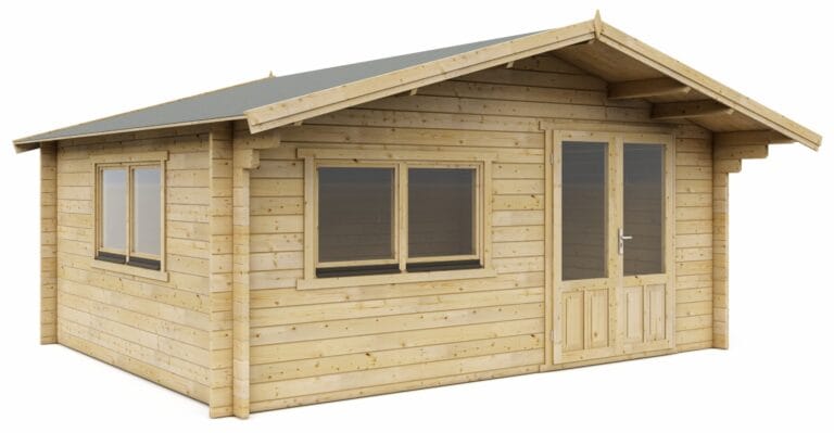 Blokhut 5x4 Interflex 540x440x265cm + Luifel 60 cm Wanddikte 50mm