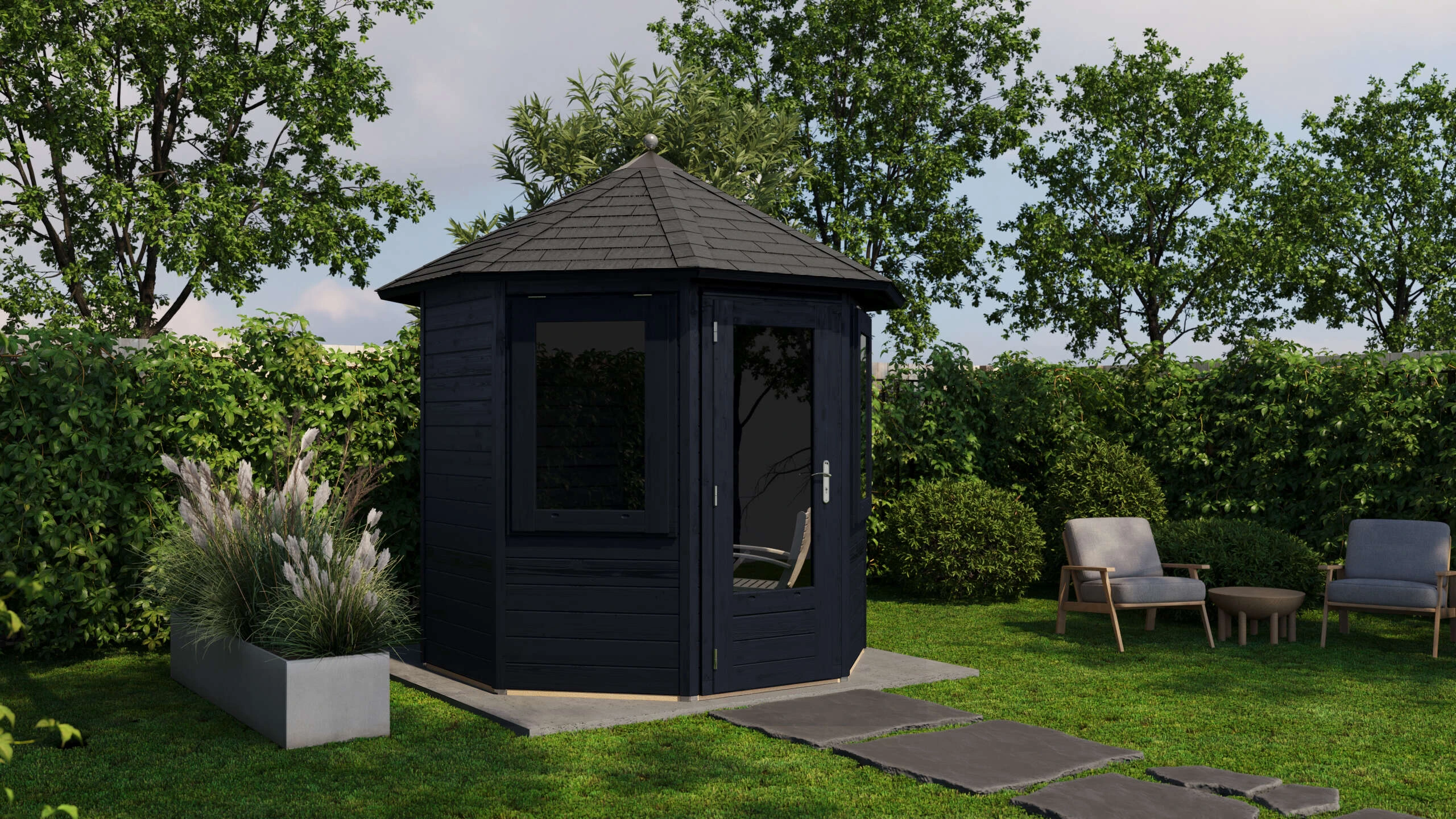 Prima Tuinhuis Venlo Ø250 cm – Achtkant – 28 mm – Onbehandeld – Inclusief SHINGLES Prima Tuinhuis Venlo Ø250 cm – Achtkant – 28 mm – Onbehandeld – Inclusief SHINGLES