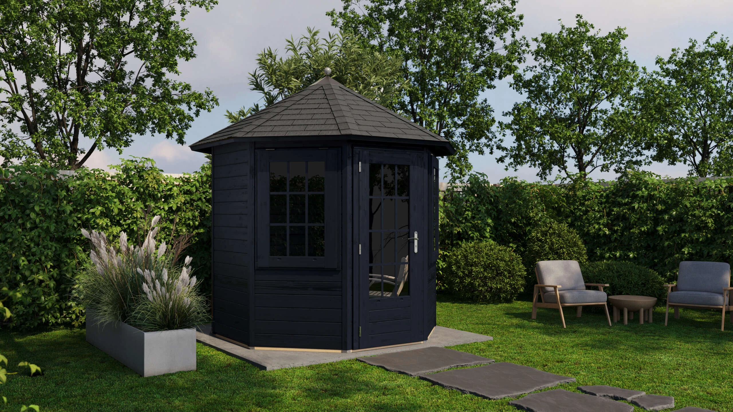 Prima Tuinhuis Zaandam Ø250 cm – Achtkant – 28 mm – Onbehandeld – Inclusief SHINGLES Prima Tuinhuis Zaandam Ø250 cm – Achtkant – 28 mm – Onbehandeld – Inclusief SHINGLES