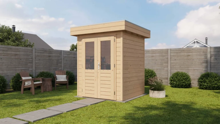 Prima Tuinhuis Alkmaar 180x180 cm – Platdak – 28 mm – Onbehandeld – Exclusief EPDM