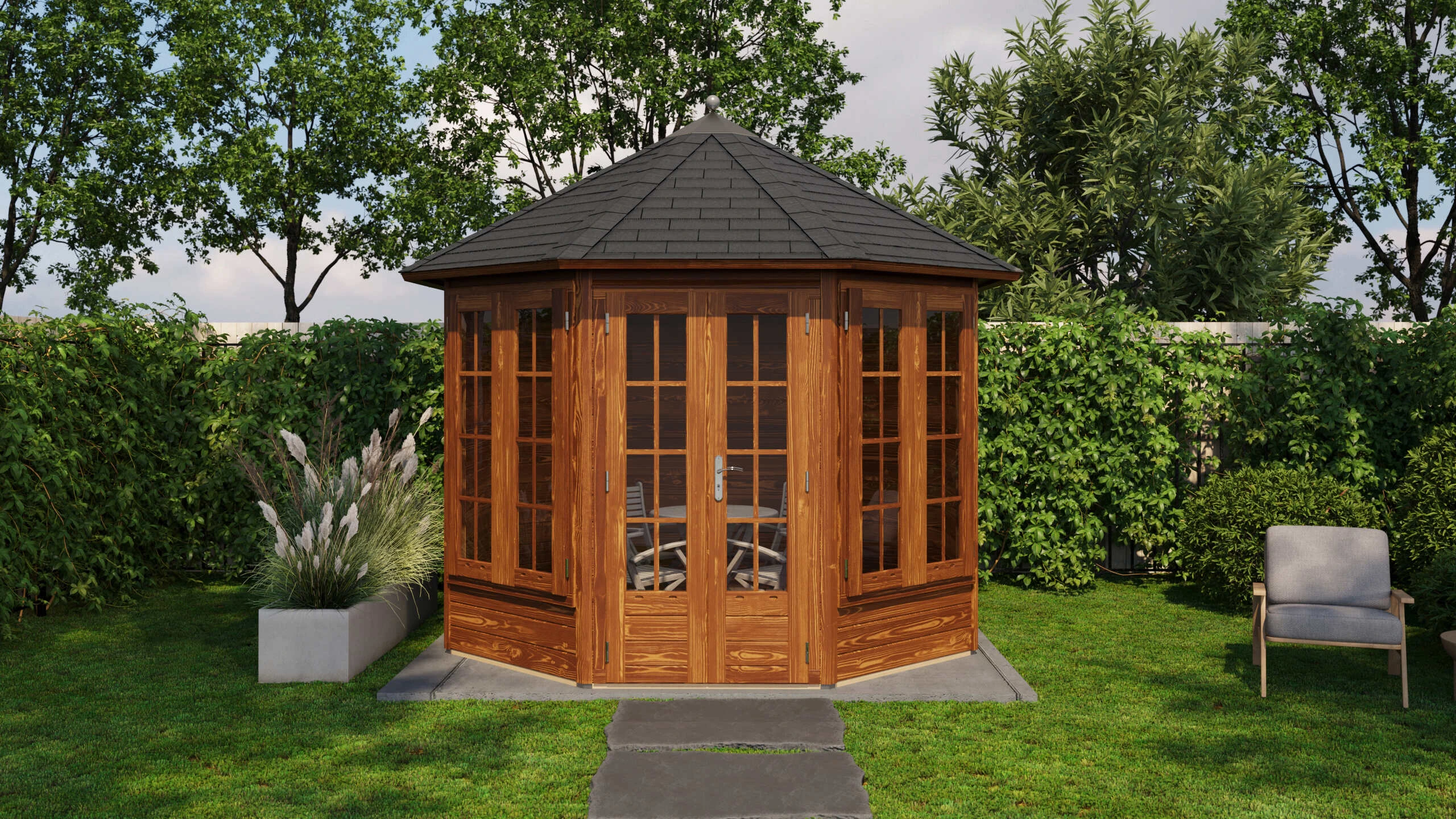 Prima Tuinhuis Drachten Ø300 cm – Achtkant – 28 mm – Onbehandeld – Inclusief SHINGLES Prima Tuinhuis Drachten Ø300 cm – Achtkant – 28 mm – Onbehandeld – Inclusief SHINGLES