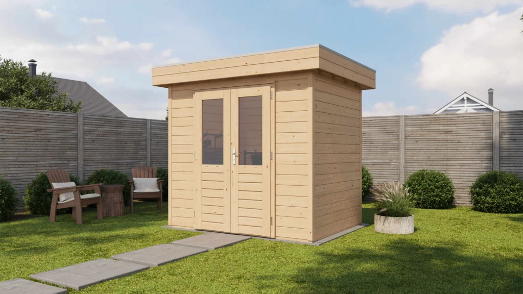 Prima Tuinhuis Beverwijk 240x180 cm – Platdak – 28 mm – Onbehandeld – Exclusief EPDM