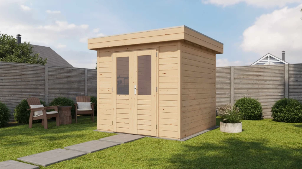 Prima Tuinhuis Delft 240x240 cm – Platdak – 28 mm – Onbehandeld – Exclusief EPDM