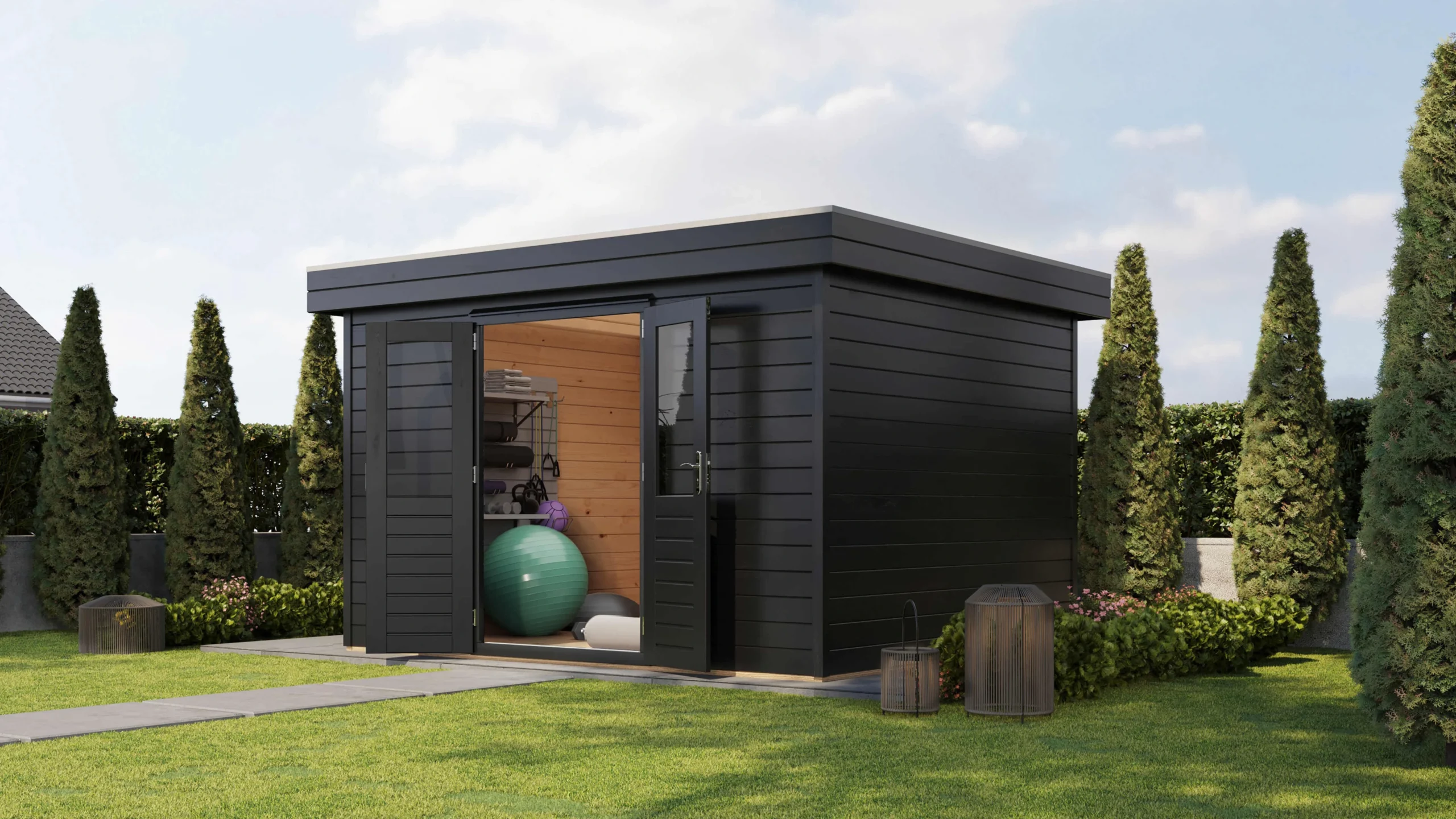 Prima Tuinhuis Heerlen 360x300 cm – Platdak – 44 mm – Onbehandeld – Exclusief EPDM Prima Tuinhuis Heerlen 360x300 cm – Platdak – 44 mm – Onbehandeld – Exclusief EPDM