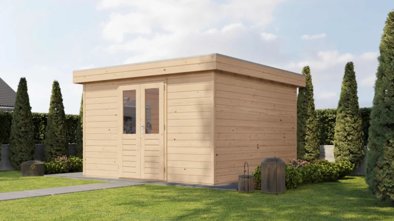 Prima Tuinhuis Helmond 360x360 cm – Platdak – 44 mm – Onbehandeld – Exclusief EPDM