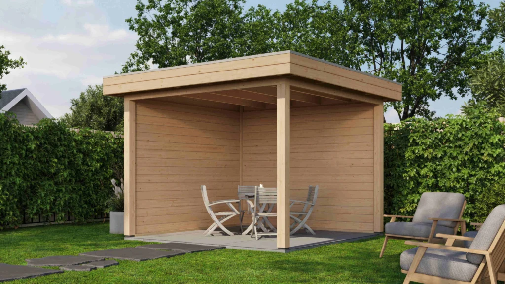 Veranda Almelo 300x300 cm – Platdak – 28 mm – Onbehandeld – Exclusief EPDM