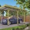 Carport Enkel/Aanbouw met PVC dakplaten vuren groen geïmpregneerd L500 x B300 cm Carport Enkel/Aanbouw met PVC dakplaten vuren groen geïmpregneerd L500 x B300 cm