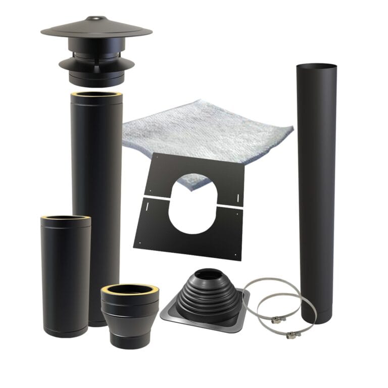 rookgasafvoer voor saunakachel zwart gepoedercoat rvs316