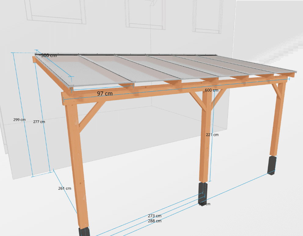 douglas houten terrasoverkapping 600x300cm