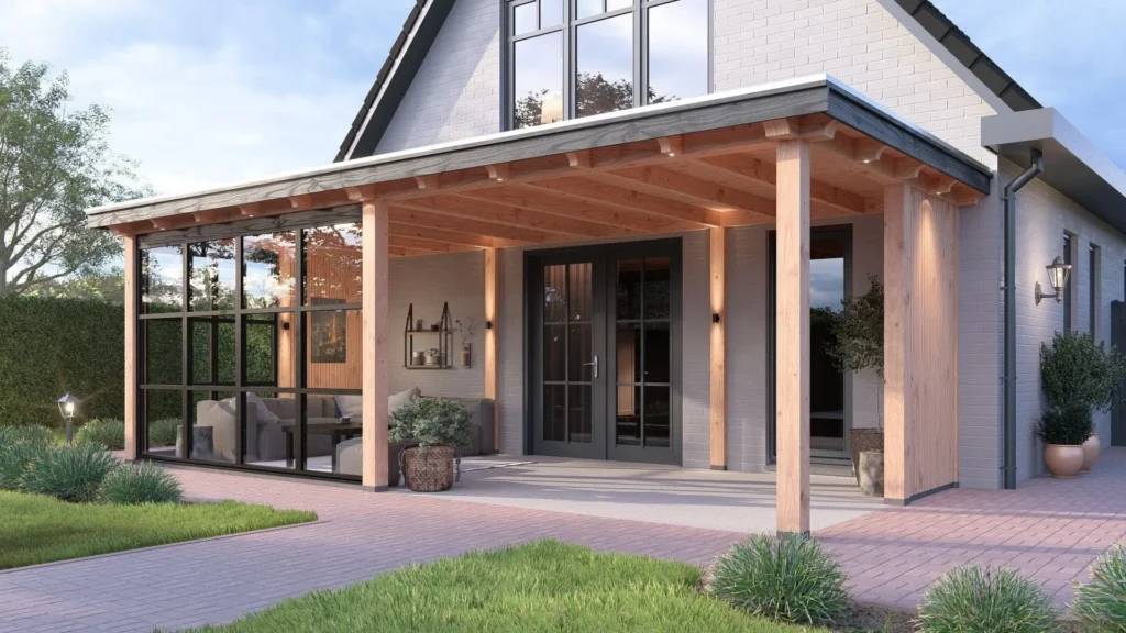 overkapping aan huis in douglas kleur