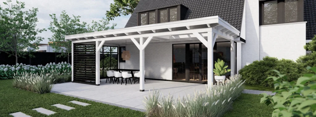 overkapping aan huis in het wit