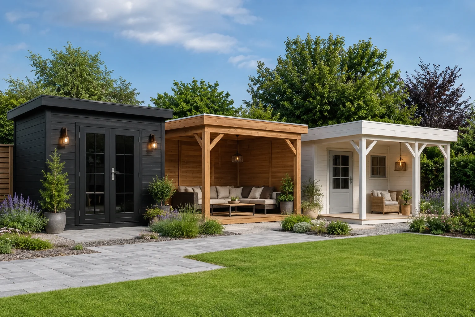 tuinhuizen drie kleuren